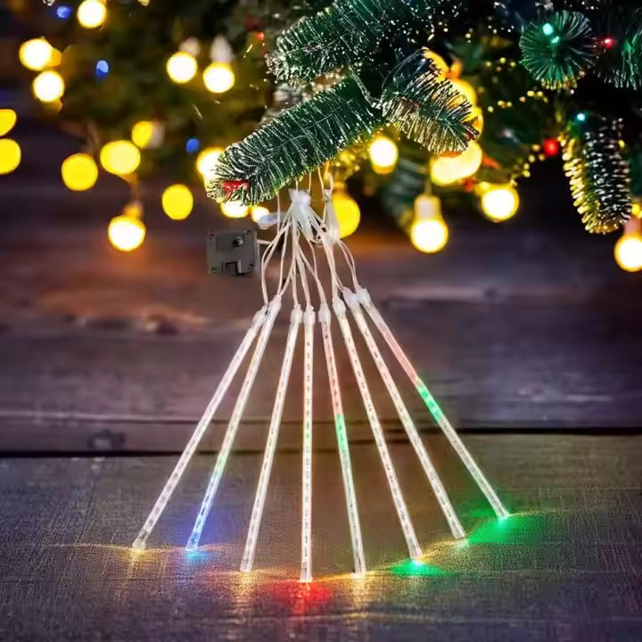 Hanging tree LED meteor shower light string running water light Outdoor lighting project Decoration courtyard atmosphere Solar lights
