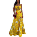 2025 spring/summer new european and american amazon aliexpress printed bandeau two-piece set with camisole and midi skirt