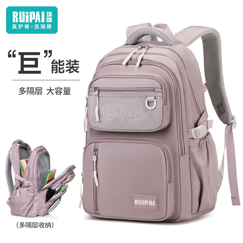 School bag, junior high school student school bag, male burden reduction and spine care, grades 3 to 6, large-capacity backpack, dirt-resistant girls