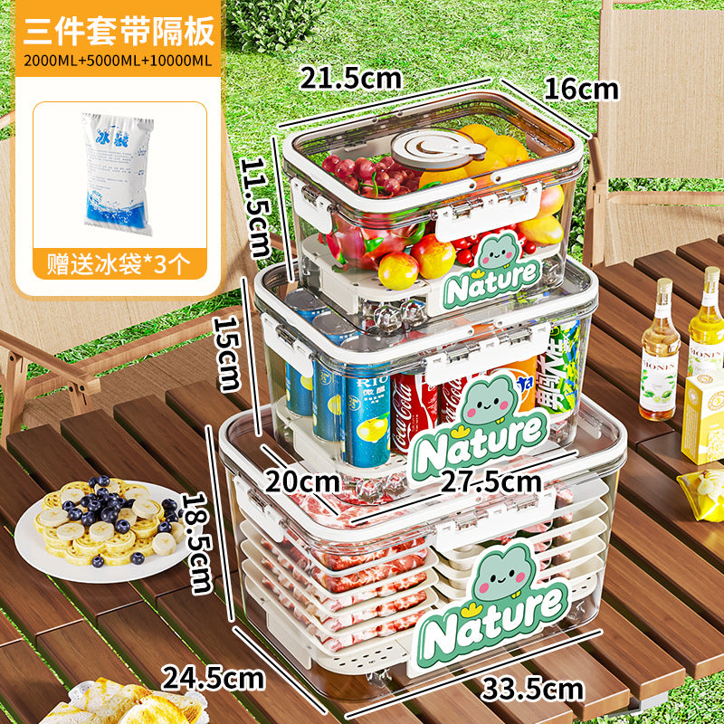 Portable crisper portable camping household refrigerated fruit bento sealed food grade outdoor storage box