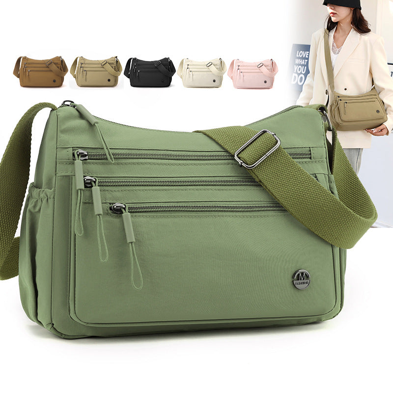 Foreign trade large-capacity casual women's bag 2025 new multi-compartment lightweight shoulder bag fashionable nylon simple messenger bag