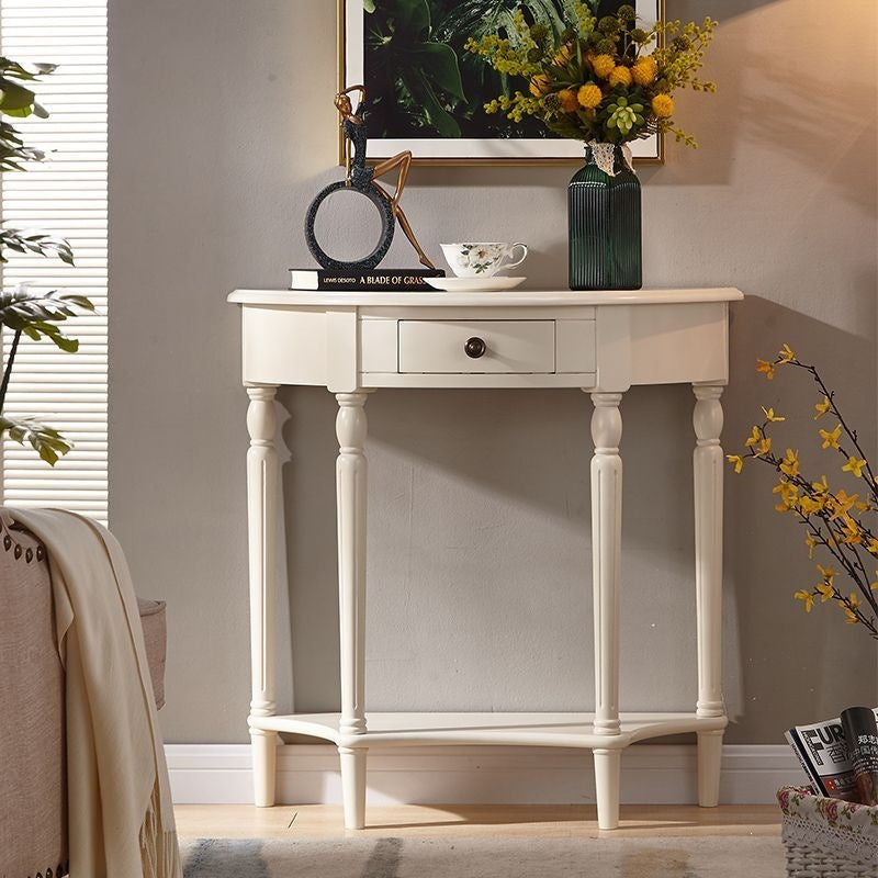 Classy black semicircle console table retro entrance corridor table partition american solid wood european aisle french style