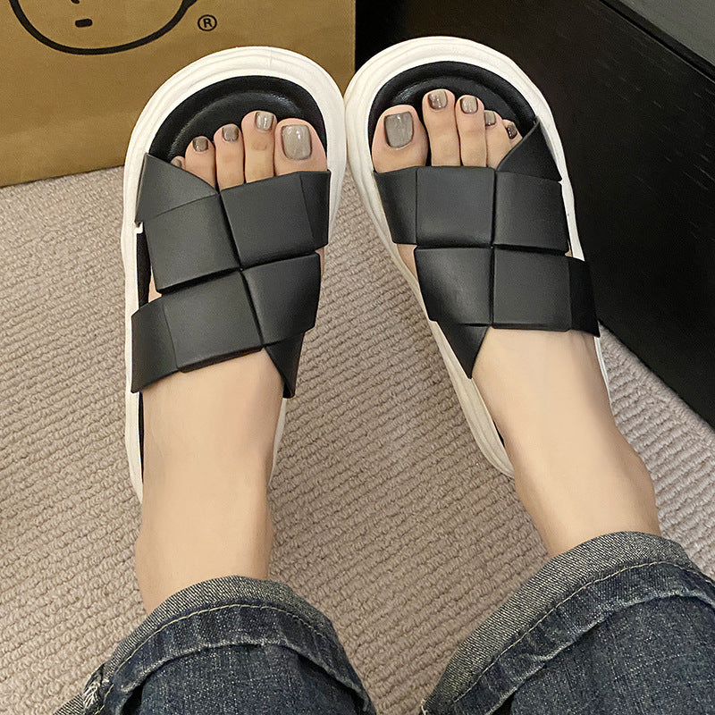 Fashion sandals and slippers for women outwearsummernew arrivalpopulark-stylecasualeasiest for matchplaidnon-slip beach flip-flops for women