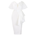 D516  summer sexy v-neck ruffle slit beaded evening gown - elegant socialite style banquet dress