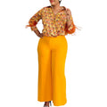 D3342 cross-border supply of european and american clothing  wholesale printed shirt wide-leg pants two-piece set african suit