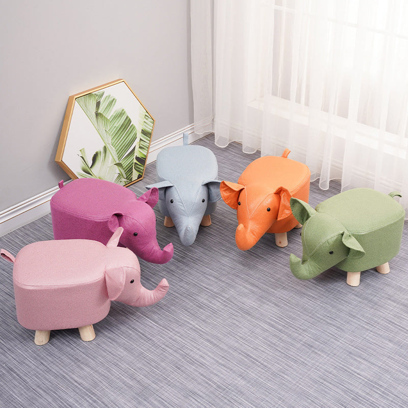 Elephant stool - kids' animal stool - solid wood shoe bench - creative small stool - home living room cartoon cute low stool