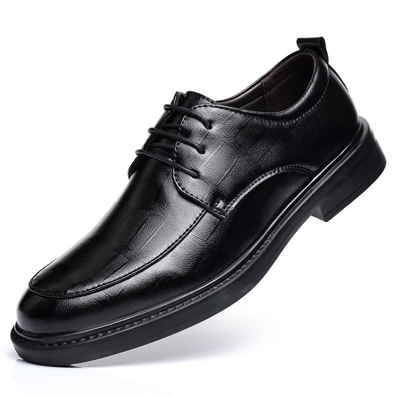 2024 new men's leather shoes - summer breathable business formal british style casual soft sole black dress shoes