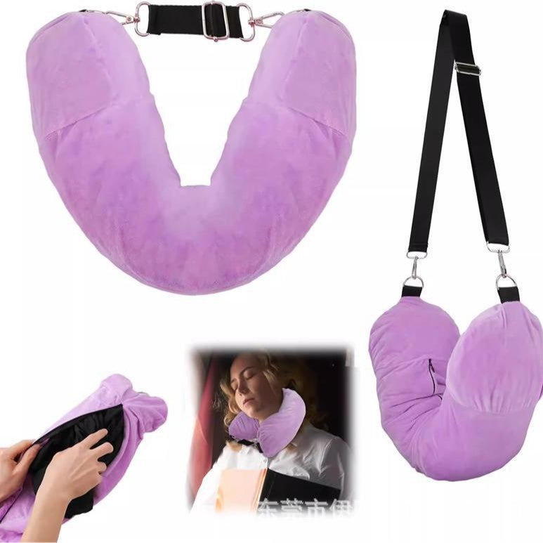 Amazon travel neck pillow cover storage bag portable travel bag plush u-shaped pillow clothing inflatable