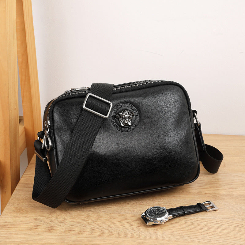 Shoulder bag men's new business and leisure messenger first-layer cowhide bag horizontal large-capacity trendy men's bag