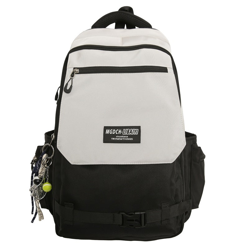 New spring and summer trend schoolbag junior high school backpack large capacity high school color matching outdoor travel computer bag