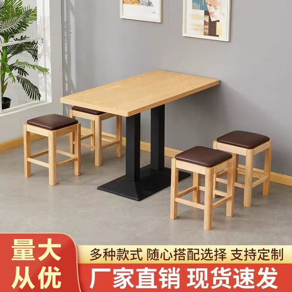Fast food restaurant table and chair combination dessert milk tea noodles restaurant snacks rectangular table canteen restaurant catering commercial