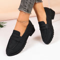 plus sizethick sole british style small leather shoes for women spring & fallnew arrival thick heel flatsthick soleplus sizeeasiest for match loafers