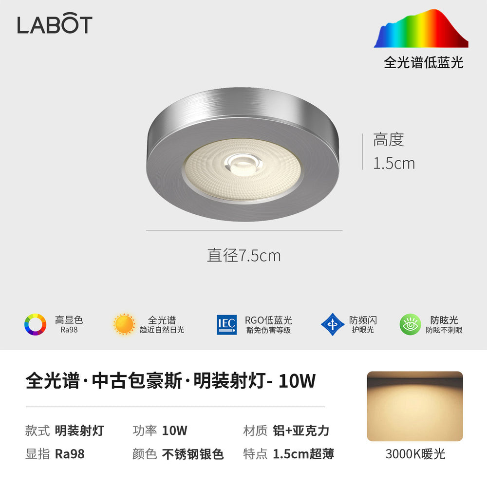 Bauhaus minimalist aisle corridor ultra-thin surface-mounted downlight spotlight retro industrial style anti-glare ceiling fixture (no main light)