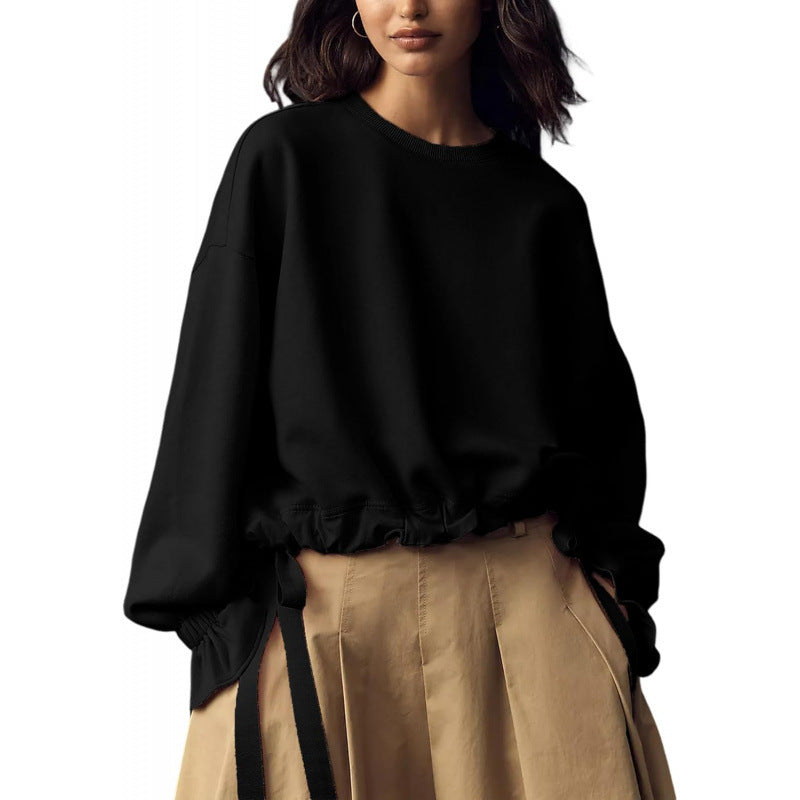 Amazon fashionlong sleevesshort sweatshirtstops women  spring new arrival round neck casualpullover shirt