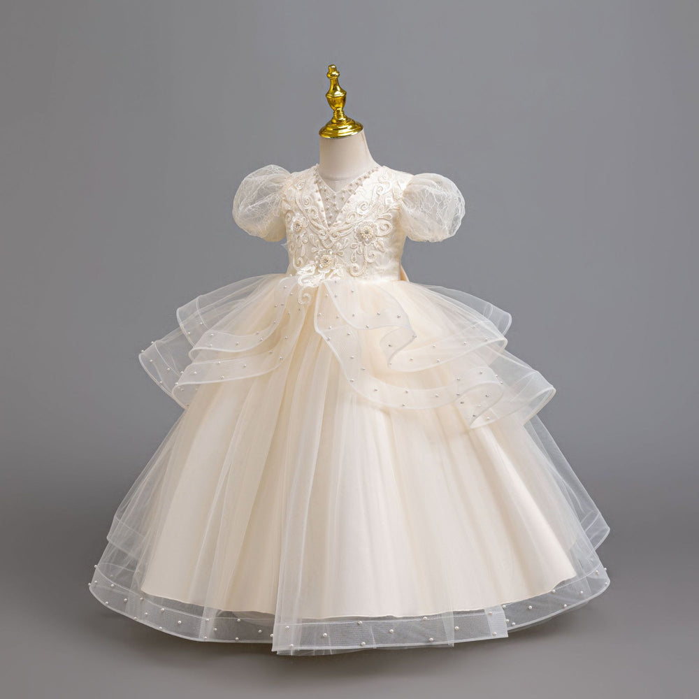 New arrival: export-quality children's formal dress - beaded wedding gown, princess dress for little girls, perfect for piano recitals and performances. kids dress