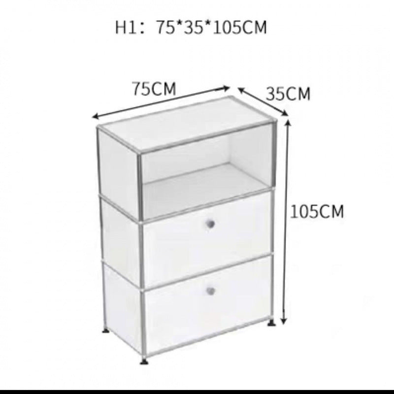 Stainless steel medieval bedside table USM bedroom modern simple shelf ins module storage TV side cabinet complete