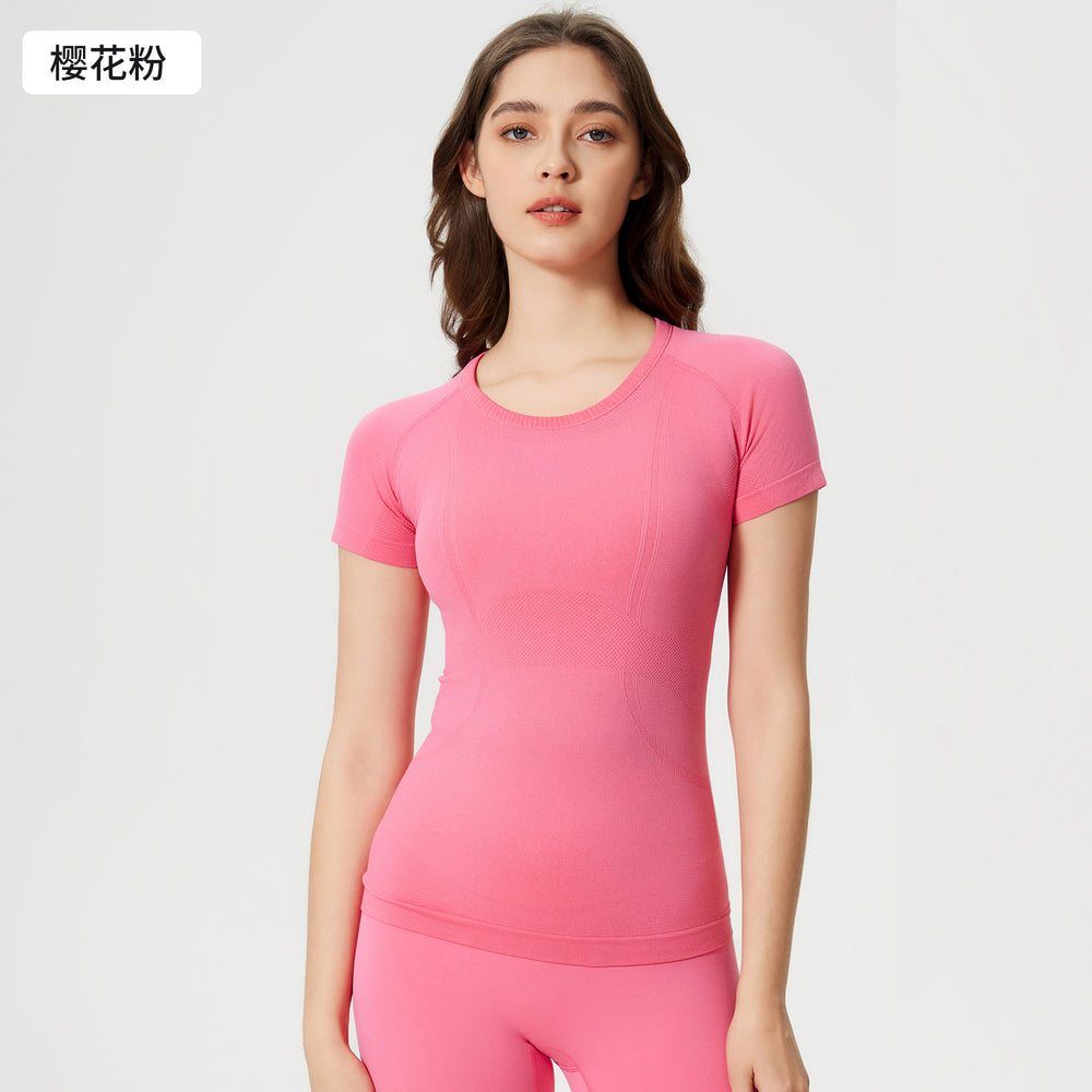 Spring/summer new women's short-sleeve crew neck sports t-shirt - running, fitness, slim-fit, breathable yoga top - s2067