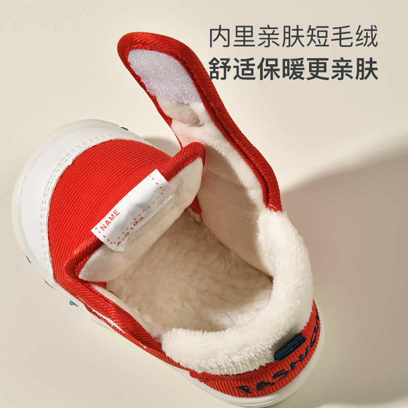 Baby first walker cotton shoes for girls and boys, ages 0-1-3 years, infant and toddler soft sole non-slip plush winter boots