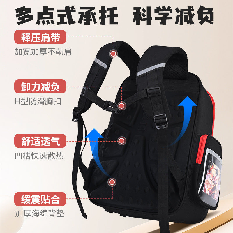 New nezha backpack for boys and girls, grades 1-6: spine protection, lightweight design, and extra-large capacity