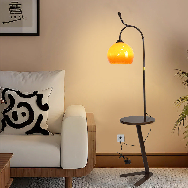 Medieval style living room sofa next to fishing lamp coffee table storage rack all-in-one american retro bedroom bedside floor lamp