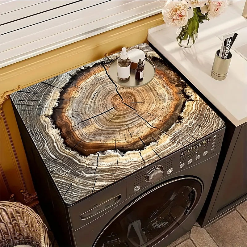 Wood grain diatom mud roller washing machine cover pad sun protection cover casual water-absorbent quick-drying dustproof pad refrigerator dustproof cover cloth
