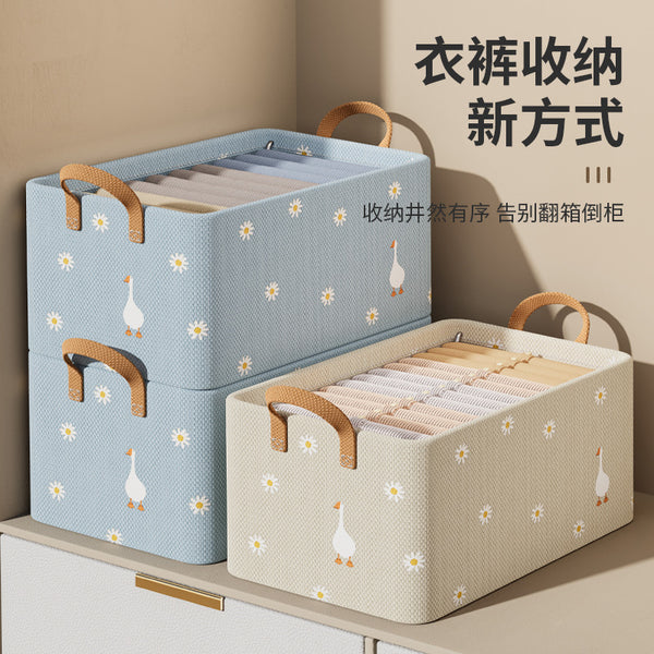 Printed foldable with steel frame storage box, household wardrobe layered arrangement, dormitory storage box, drawer type storage basket