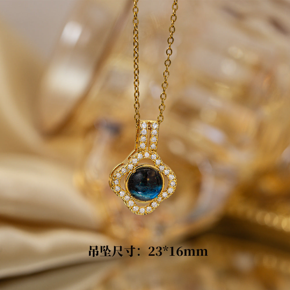 High-quality elegantaccessible luxury full zirconium copper micro-embedded necklace for women, real gold electroplated, simple internet celebrity exquisite sweater chain neck chain