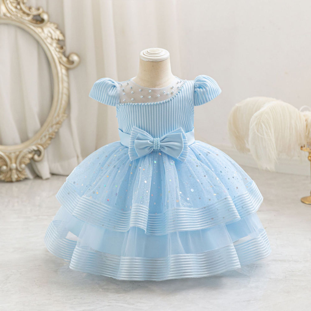 Export ready-made baby girl evening dress sequin wedding dress cake princess dress first birthday dress baby dress
