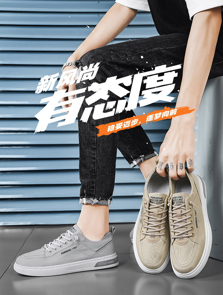 Men's spring breathable 2025 new thin anti-odor athletic casual canvas slip-on flat shoes work trendy shoes