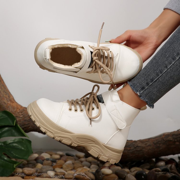 Plus size women's boots for export: new autumn/winter  collection - round toe, square heel, low heel, ankle-length, velcro closure, martin boots
