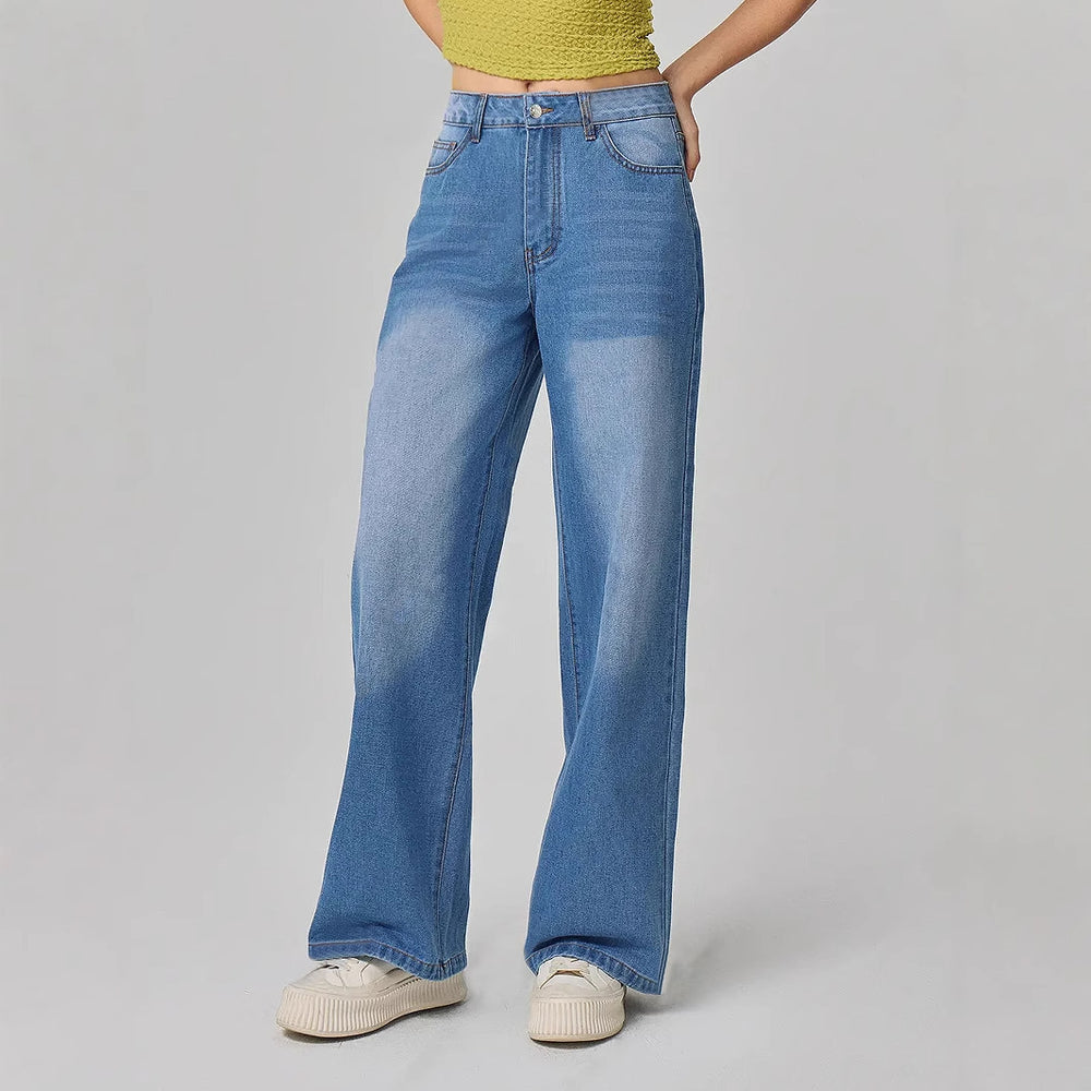 Pre-sale-j006#  cross-border foreign trade women's fashion ins new casual wide-leg denim pants
