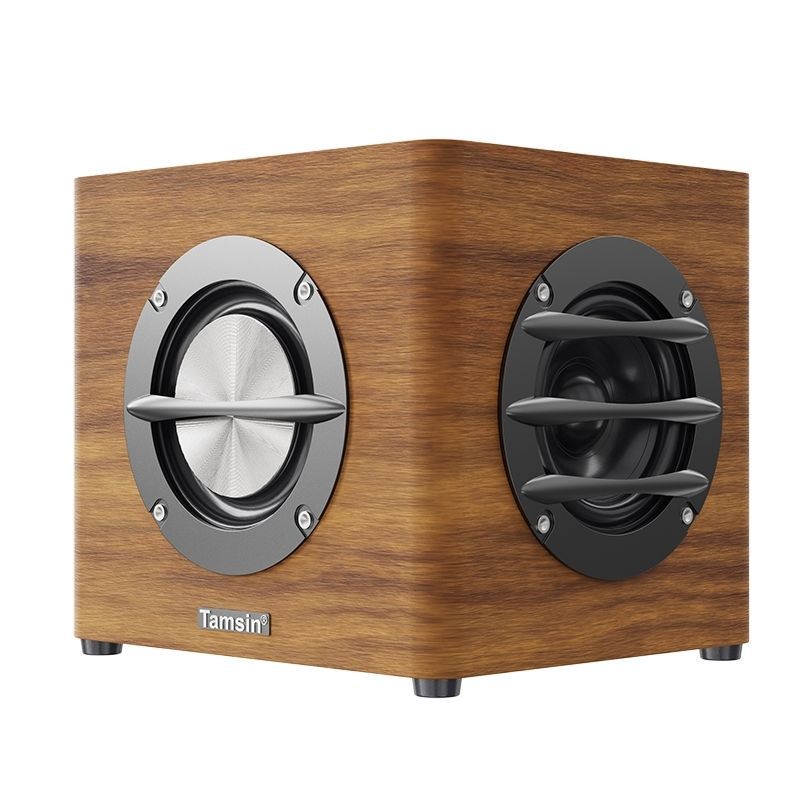 Retro bluetooth speaker wooden sound system for mobile phone, laptop, desktop computer, and tv - wooden subwoofer