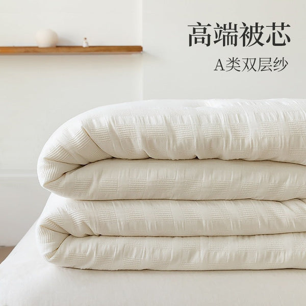 Japanese cotton double-layer yarn waffle Class A jacquard 35% soybean quilt, winter quilt thickened to keep warm and skin-friendly, spring and autumn quilt