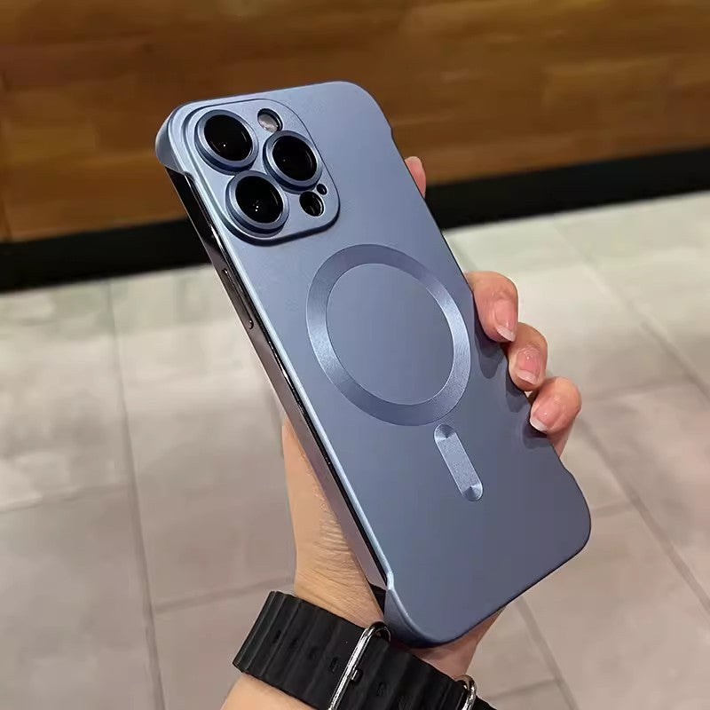 Ultra-thin frameless metallic paint magnetic suction suitable for iphone17pro mobile phone case apple 15 lens film protective cover