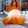 D3297 cross-border fashion african pleated asymmetrical tie-up top gradient midi skirt two-piece set for export