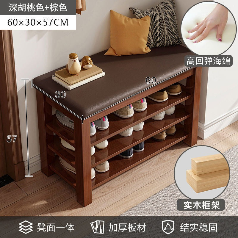 Solid wood leg shoe changing stool for home door can sit storage scandinaviancasual shoe stool small apartment entrance stool