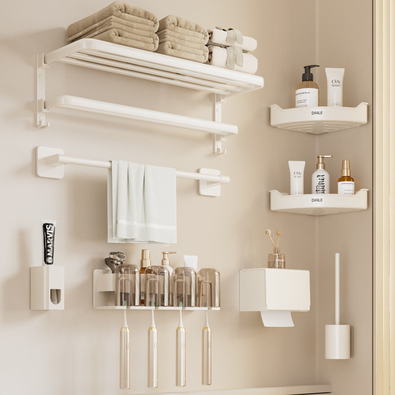 White bathroom triangular rack, no punching on the toilet wall, toilet corner basket storage, bathroom pendant set