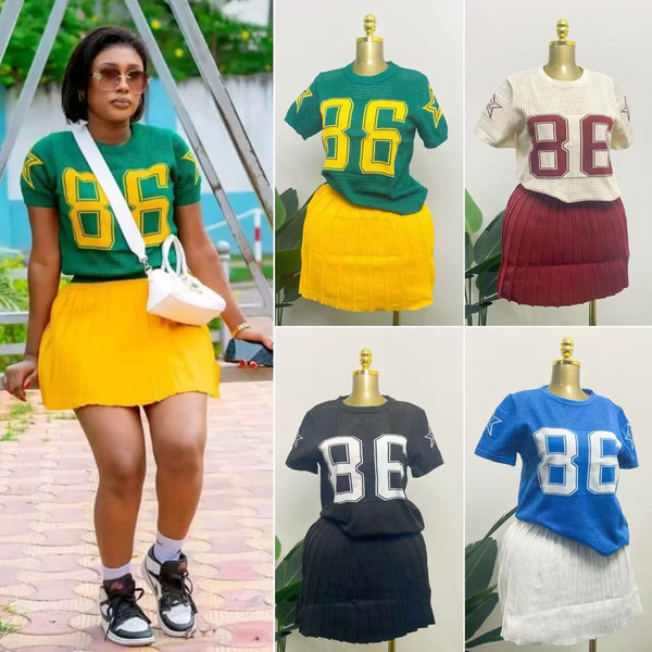 's new No. 86 hollow design digital star loose pullover knitted blouse round neck neutral wind women's model
