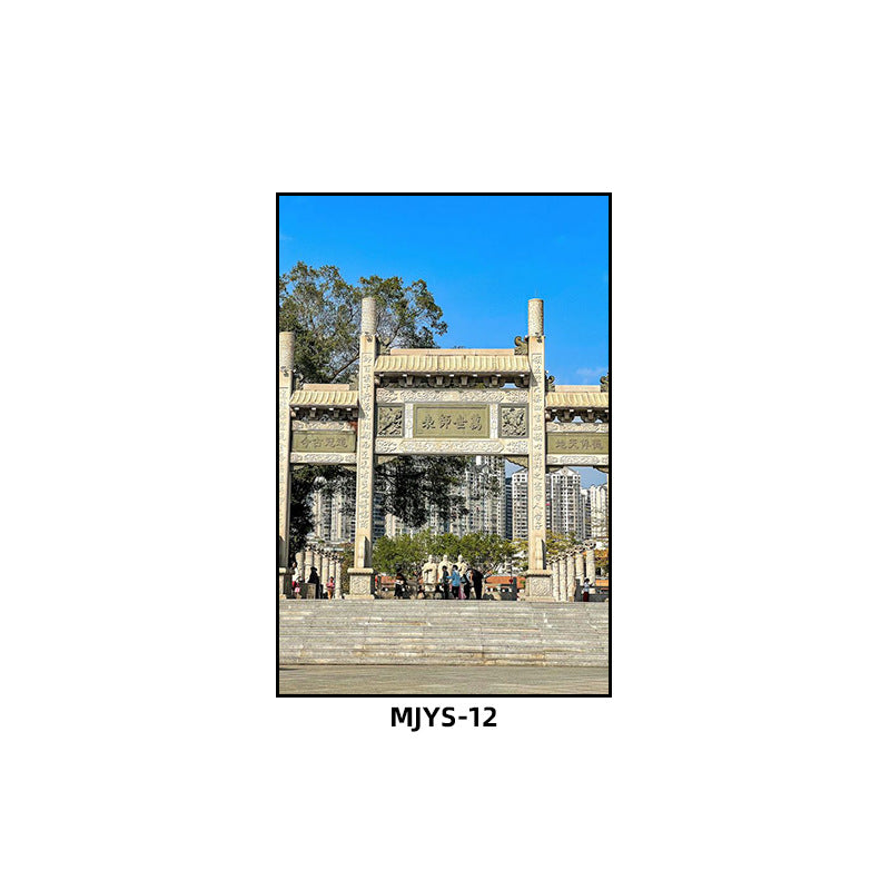 Jieyang ancient city architectural landscape hanging painting hotel box wall decoration painting hot pot restaurant restaurant characteristic cultural tourism mural