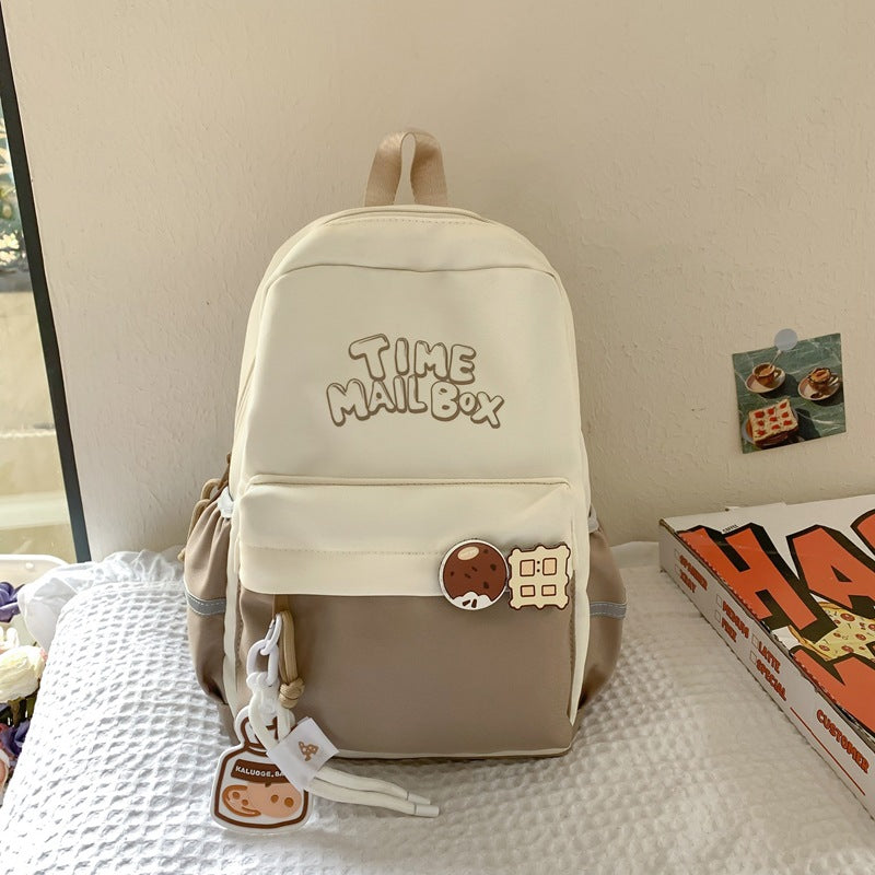 New Korean version contrasting color trend student schoolbag fashionable leisure commuting backpack large capacity versatile travel backpack