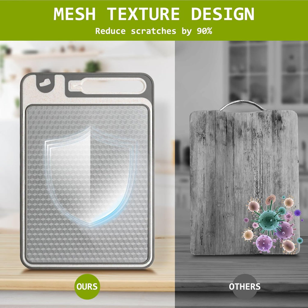 stainless steel chopping board antibacterial and mildew-proof household double-sided wheat straw with knife sharpener brick and stone pattern cutting board