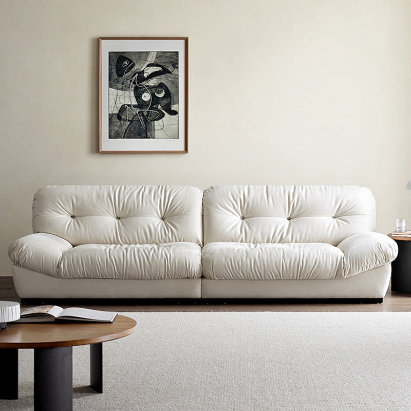 Cloud sofa italian matte fabric small apartment straight row living room sofa wabi-sabi style popular cream style fabric sofa
