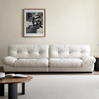 Cloud sofa italian matte fabric small apartment straight row living room sofa wabi-sabi style popular cream style fabric sofa