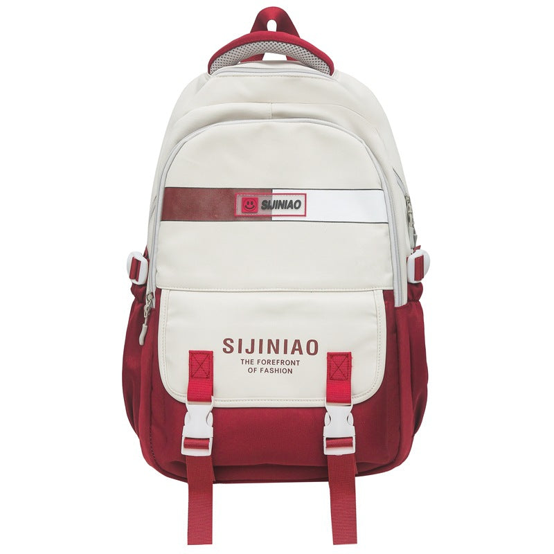 New contrasting color female junior high school student schoolbag fashion travel simple student backpack large capacity casual student backpack