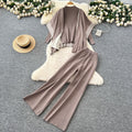Relaxed and lazy style suit women's loose outer shawl scarf bottomlong sleevesknittingtopshigh waistsweater pants