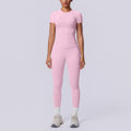 Seamless cross-border yoga set: shaping short-sleeve top & high-waisted butt-lifting leggings - perfect for running and fitness