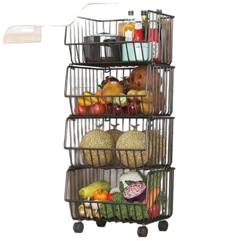 Jibaige kitchen vegetable basket storage rack floor-standing multi-layer fruit and vegetable storage multi-functional oven microwave pot rack