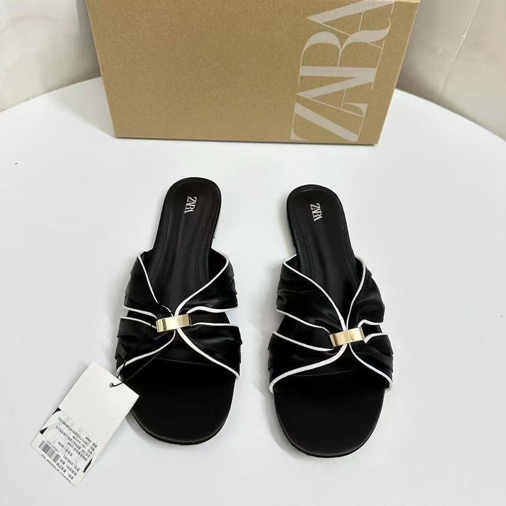 Za summer new arrivals 2025: flat sandals with metal buckle strap - trending style