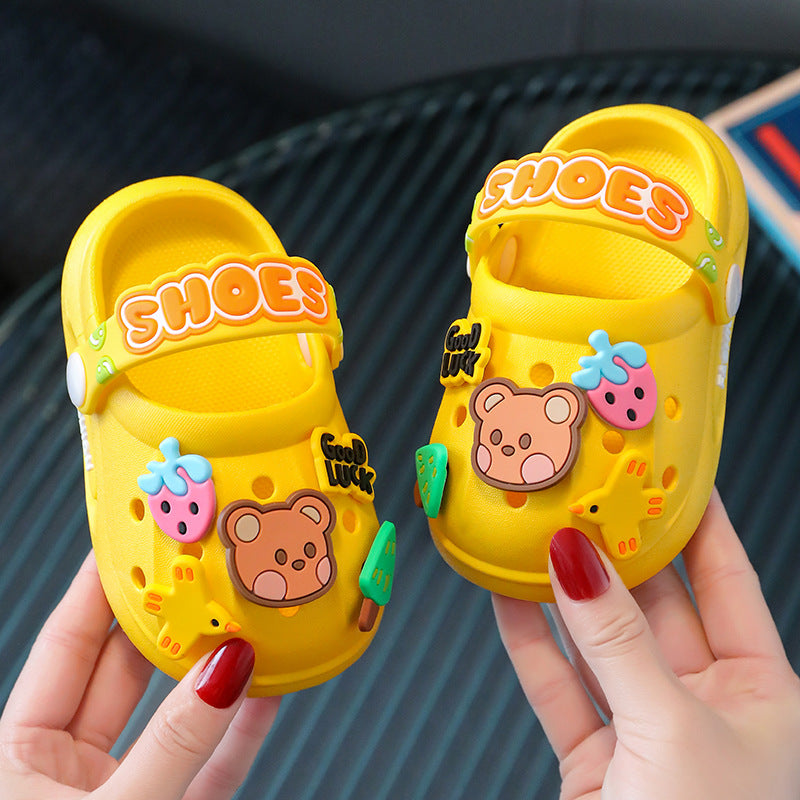 Kids slippers summer girl baby indoor soft bottomnon-slip cartoon cute sandals slippers boy beach hole sandals