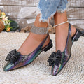 summer new arrival: open-toe pointed-toe flat sandals with bow and rhinestone detail – women's fairycore style